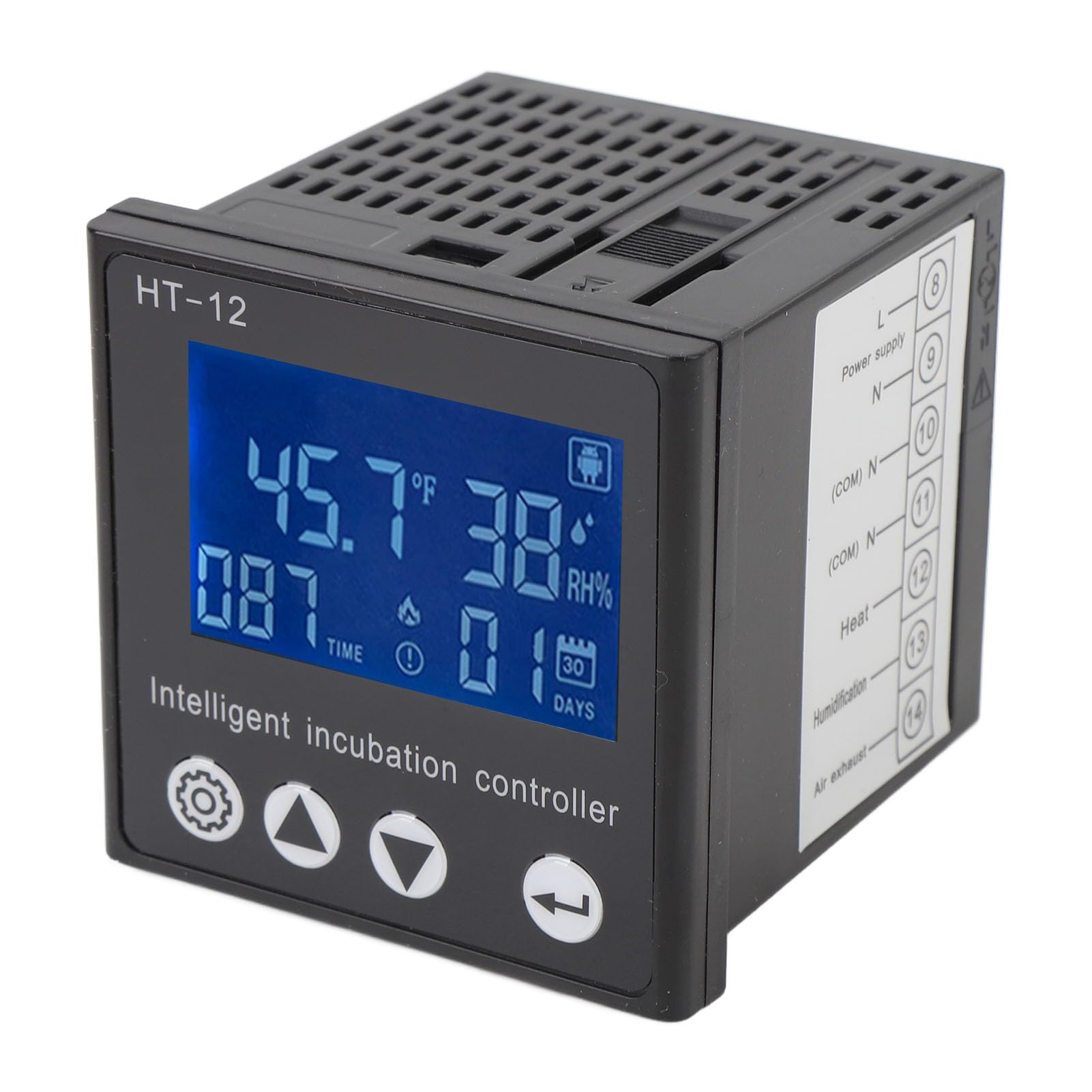 Controlador digital de temperatura y humedad con pantalla LCD, medidor inteligente de control de temperatura para cría, carcasa de ABS, precisión ± 0,5 °C