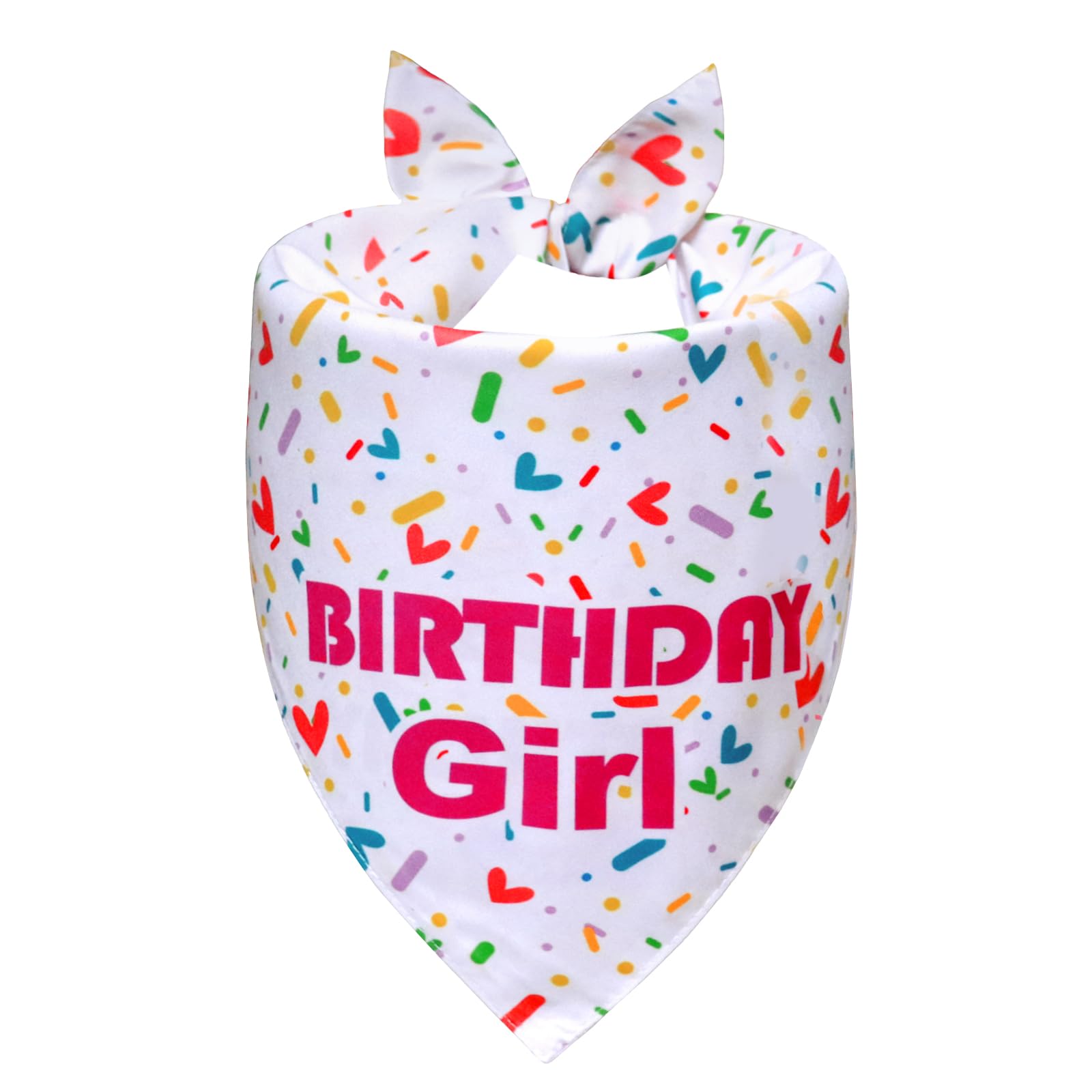 WoffBow Dog Birthday Girl Bandana for Small Dogs, Reversible White Scarf — image 1