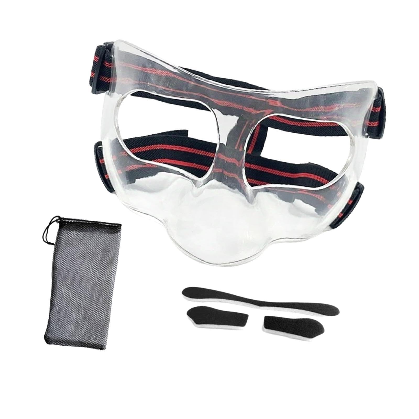 UJEAVETTE Nose Guard for Broken Nose, Basketball Face Mask for Basketball Soccer Teens Clear Red-picture-21