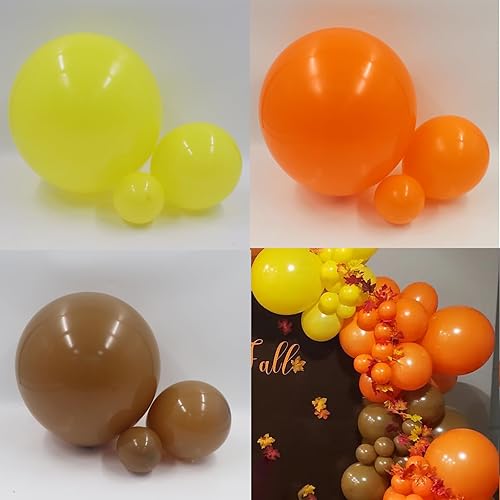 Miniatura 5 de Kit de arco de guirnalda de globos de Acción de Gracias de otoño, 140 globos naranjas, amarillos, cafés marrones para baby shower, otoño, Acción de
