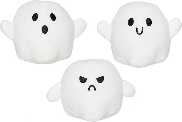 Pearhead Halloween Ghost Dog Toy Set, Plush Squeaky Pet Chew Toys for Dogs, Durable Soft Plush Fabric, Interactive Multi-Pack Value Gift for Puppies and Small to Medium Breeds