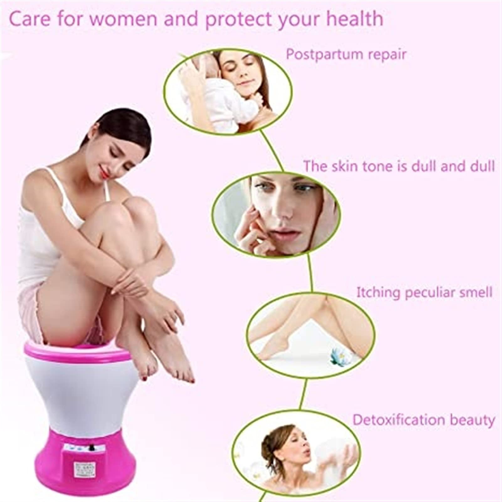 RSGK Asiento eléctrico de Vapor, Asiento de Vapor Vaginal para el Parto, Tratamiento de la menstruación Irregular, desintoxicación del Limpiador uterino, Alivio de la menopausia