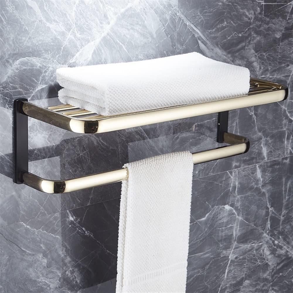 Porte-serviettes noir doré en cuivre chic pour une salle de bain de luxe