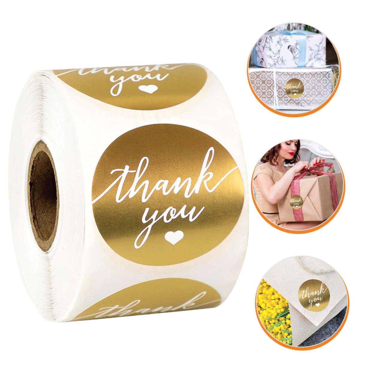 ifundom 3rotoli Adesivi Ringraziamento Dorati Per Imballaggio e Decorazione Etichette Adesive Per Sacchetti Buste e Scatole Perfetti Per Matrimoni e Feste