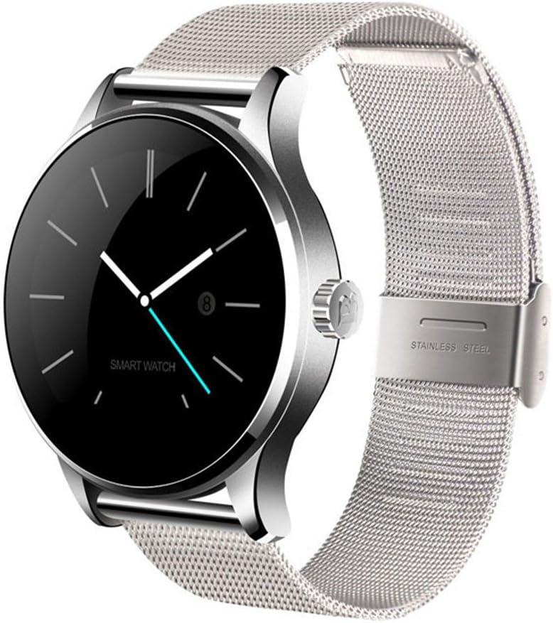 Smart Wrist Watch with Heart Rate Monitor Bluetooth Watch,IP54 Waterproof,Dust Proof for iOS Android(Stainless Steel Band) (Silver)