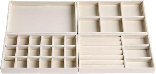 Velvet Jewelry Organizer for Drawer, Stackable Jewelry Storage Trays in