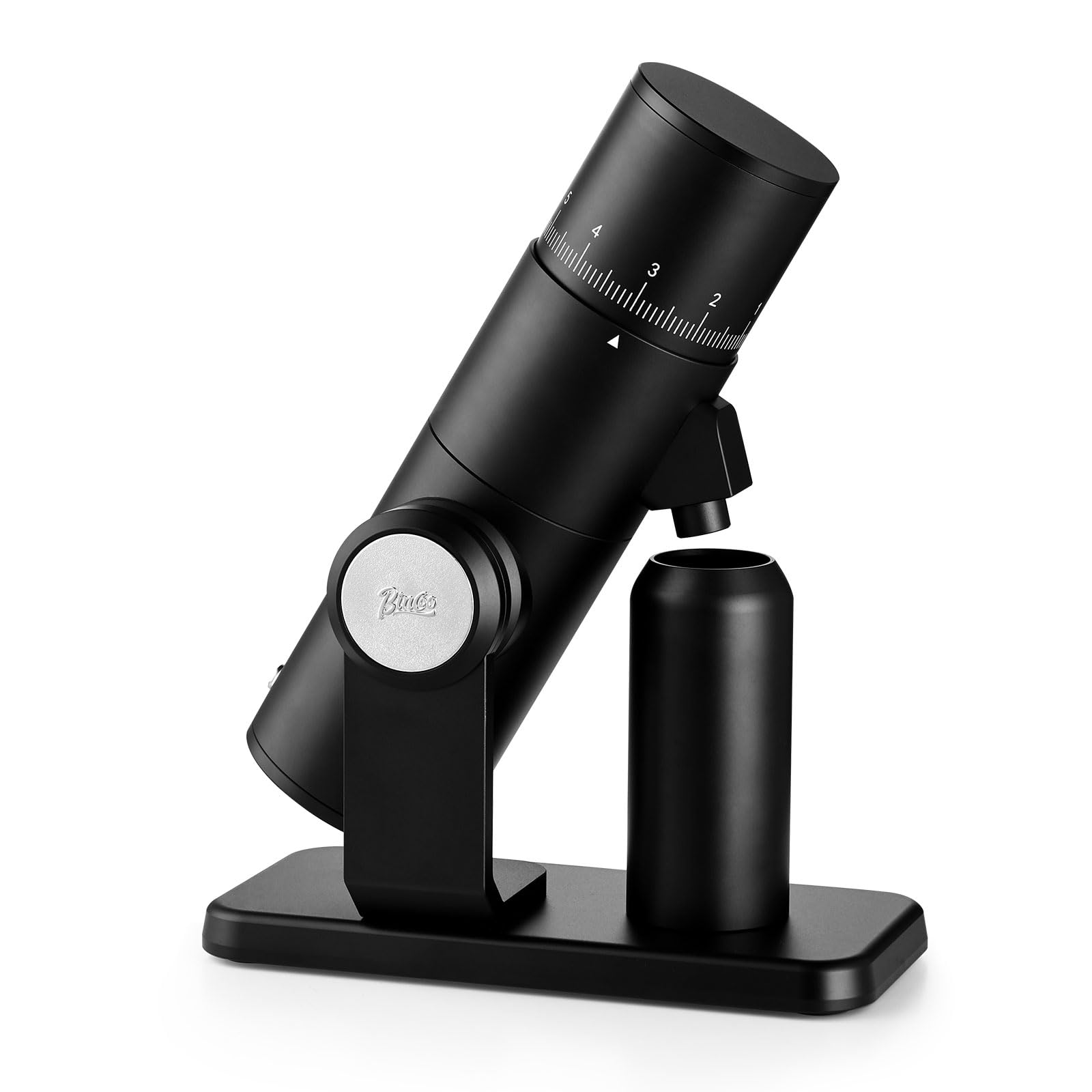 Molinillo eléctrico de café con rebabas – Molinillo eléctrico de ajuste continuo con rebaba cónica de acero inoxidable CNC y tapa magnética y taza dosificadora (negro)