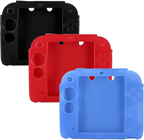 3 paquetes de funda protectora de gel de silicona suave para Nintendo 2DS (BU+RE+BL)