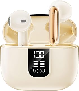 Wireless Earbuds Bluetooth 5.4 in Ear Buds 6 Mic ENC Noise Cancelling Clear Calls, Deep Bass HiFi Stereo Sound Earphones 35H Playtime LED Power Display IPX7 Waterproof Headphones for Android iOS Buff