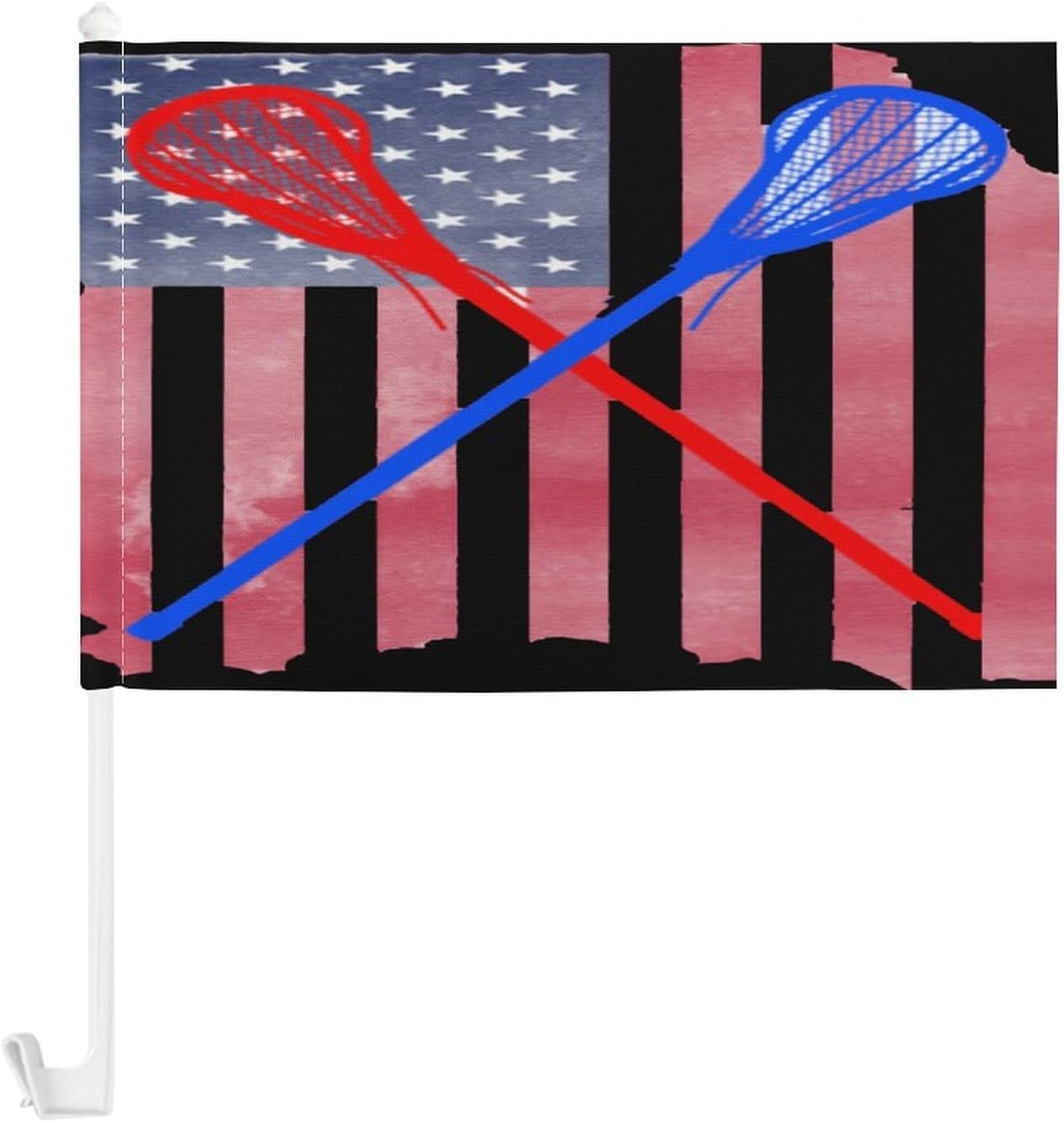 Lacrosse U.S.A Flag Car Mini Flags Outdoor Home Flag Handheld Banners for Auto Travel Accessories
