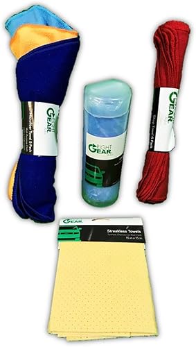 Right Gear Amazing - Kit de limpieza de coche de 13 piezas con Shammy, toallas de tienda, toallas de microfibra y toallas sin rayas