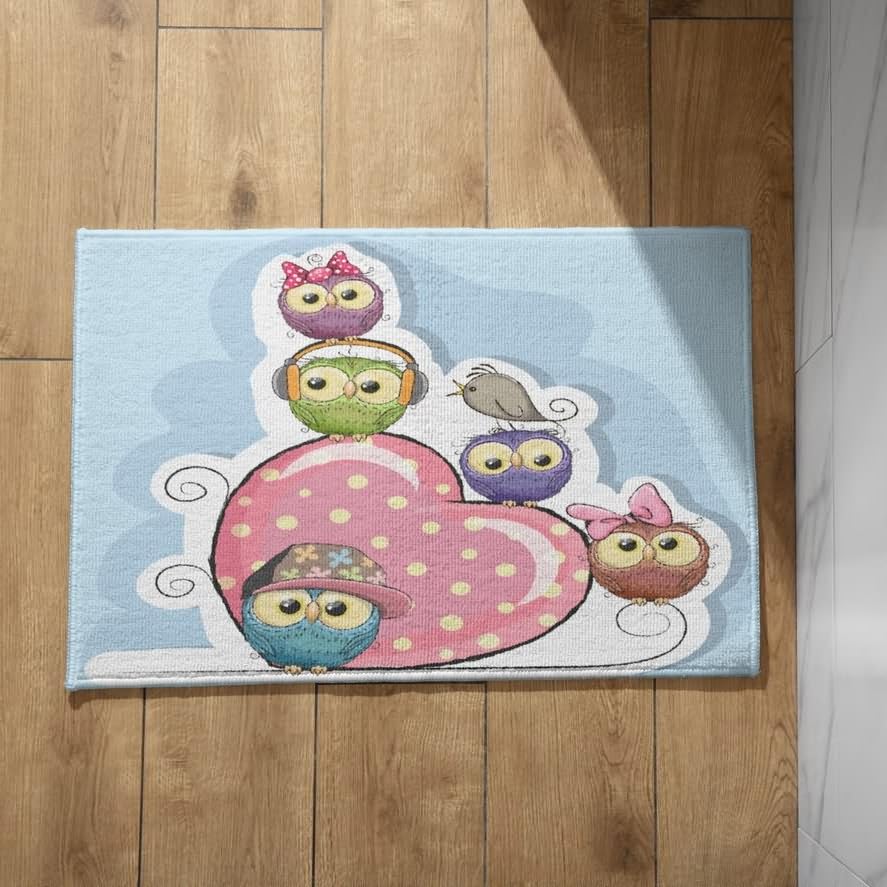 Isdreem Tapis de Sol Interieur Maison Tapis Professionnel Entrée Hibou Mignon de Dessin Animé pour Enfants Tapis de Entrée Tapis D'Entrée sur Mesure,...