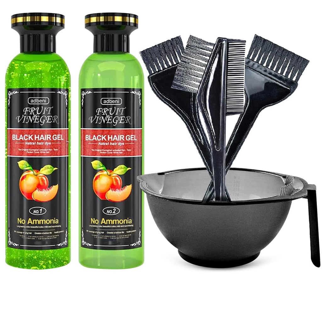 Adbeni Fruit Vinegar hair Colour Black | 200ml With Colouring Kit | Ammonia Free Herbal Hair Dye Gel for Men & Women | Gentle on Scalp, Long Lasting Natural Color discount deal