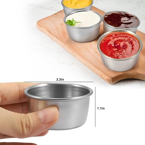 Miniatura 9 de Amytalk Ramekin - Tazón de salsa para salsa, mini tazas de pudín para condimentos en casa, fiesta, restaurante (oro champán, 12 unidades, 2.3 fl oz)