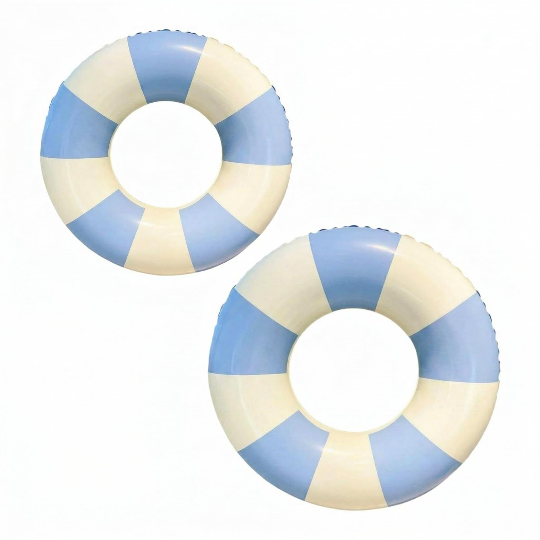 Photo 1 of 2 Pack Inflatable Swim Ring Set, Blue & White Pool Float Rings, Thickened PVC Swimming Tubes, Inflatable Pool Floats for Pool, Beach, Lake and Summer Water Fun