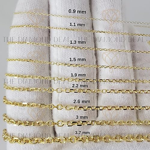 14k SOLID Yellow or White Gold 3.1mm Shiny Diamond Cut Cable Link Chain Necklace for Pendants and Charms with Lobster-Claw Clasp (18", 20", 22", or 24 inch)3