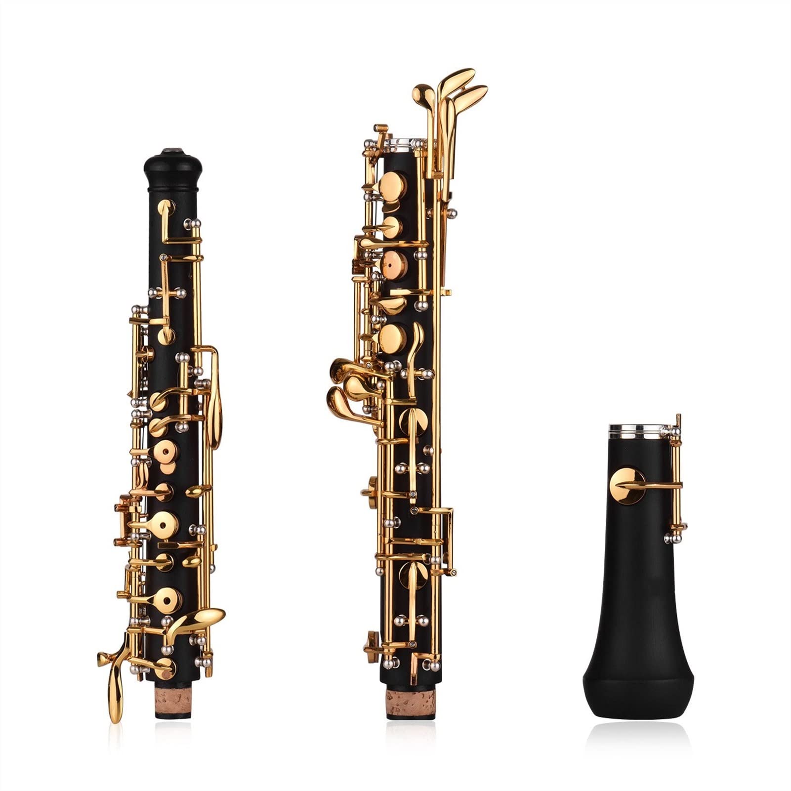 Strumento Oboe Strumento Professionale in Stile Semi-Automatico in Stile c-Key Oboe con guantoni in Pelle Oboe Reed Custodia in Pelle Principiante di Oboe (Color : Silver-Plated Keys)