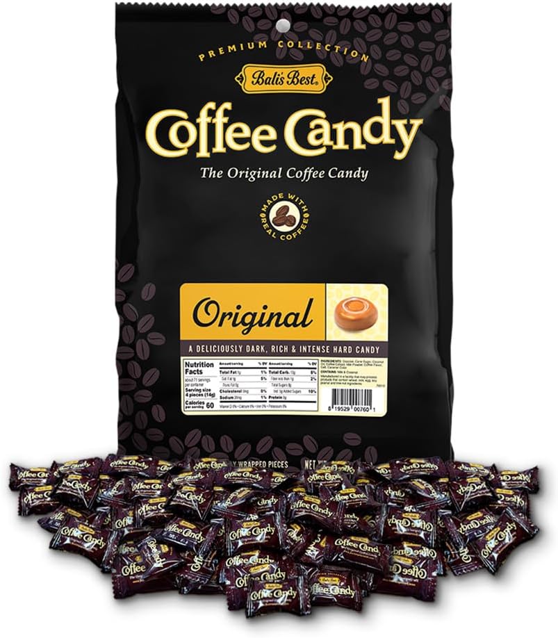 Bali's Best Coffee Candy, 2.2 Pound Bag, Individually Wrapped Hard Candy, Made with Real Sumatran Coffee, Halal