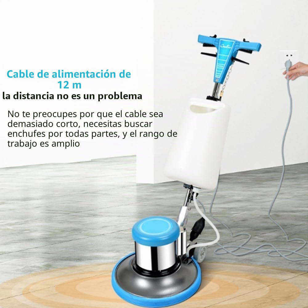 Pulidora de suelo comercial con tanque de agua de 8 litros y camino de limpieza de 17 pulgadas para madera dura, mármol y alfombras