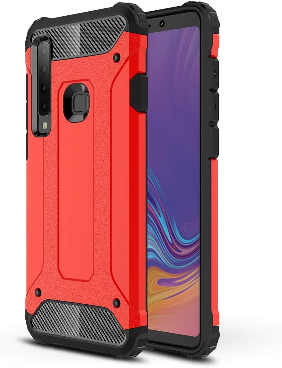 Samsung Galaxy A9 2018 Case,Galaxy A9 2018 Case, TPU & Hard PC Hybrid Cover Dual Layer Armor Grip Anti-Scratch Protective Case for Galaxy A9 2018 Smartphone (Red)