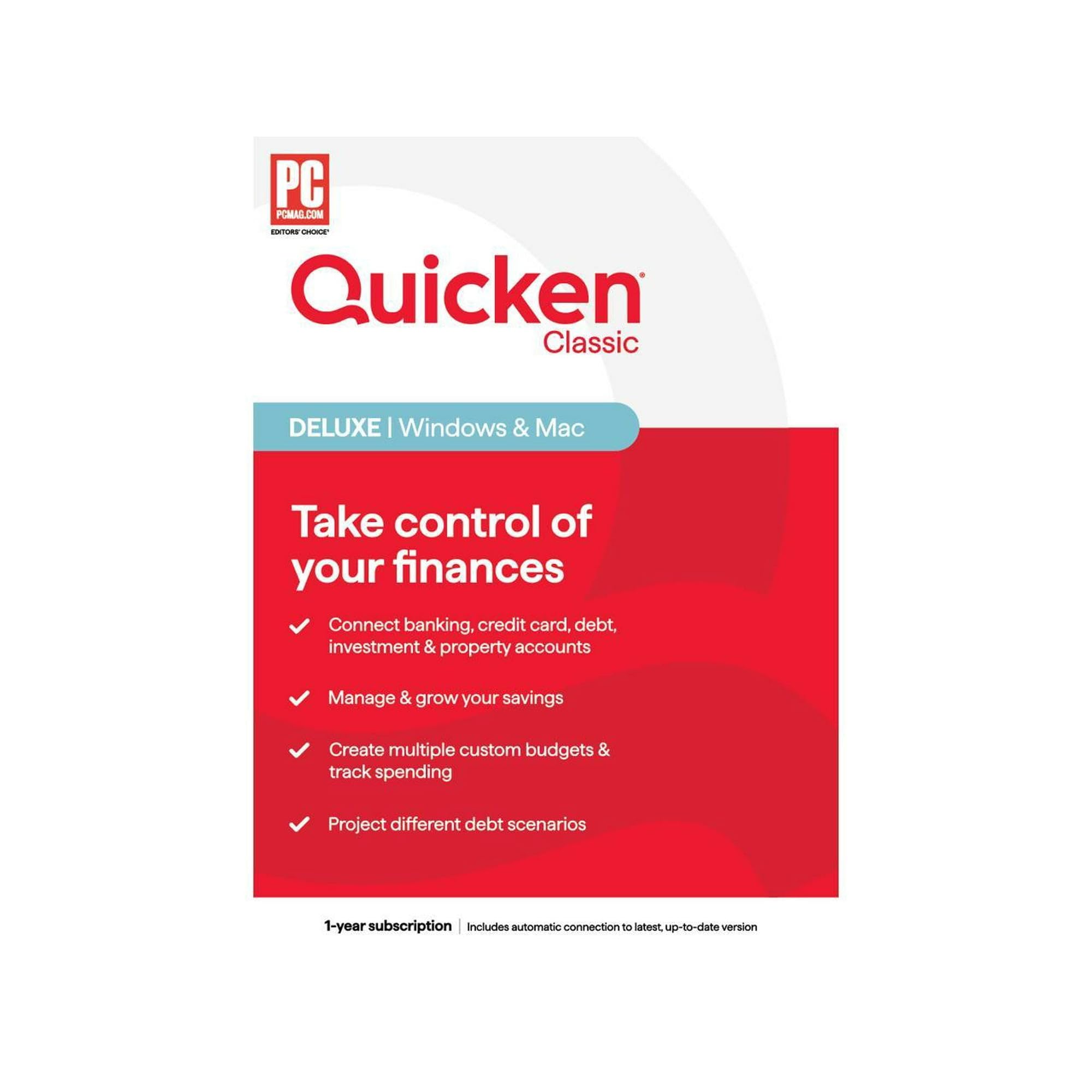 Quicken Classic Deluxe, Logiciel de finances personnelles - Abonnement 1 an (Windows/Mac) [Carte clé]