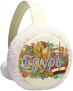 Pharaoh Pirâmide Egito Graffiti Aquecedor de Orelhas de Inverno de Lã Peluda para Uso Externo