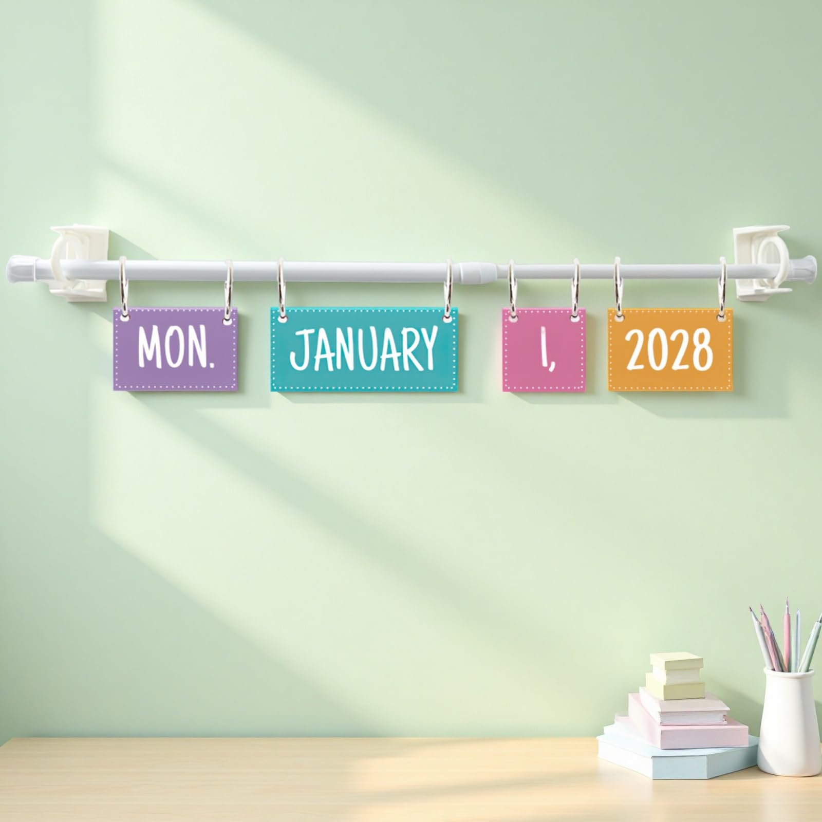 Calendario a libro con data perpetua, colori eleganti per la decorazione, calendario fai da te per imparare lo spazio, regolabile 41 x 11,4 x 3 cm