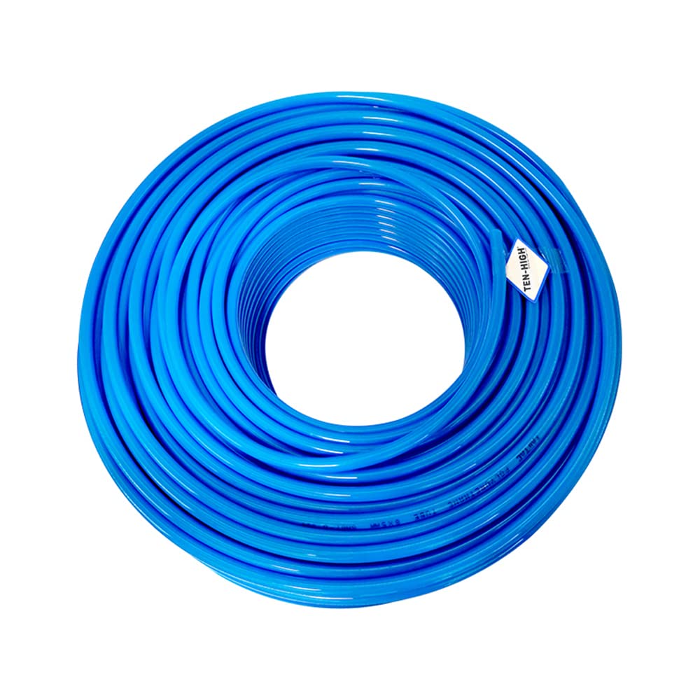 TEN-HIGH 10m PU Luftschlauch Pneumatik-Schlauch 10mm ID x 14mm AD Blau für pneumatisches Werkzeug, Holzbearbeitung usw.
