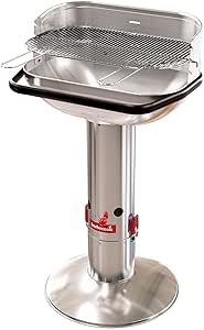 Barbecook Loewy 55 SST Barbacoa de Carbon, parilla Barbacoa con Altura Regulable de 3 Niveles, con cenicero y Parabrisas, en Acero Inoxidable, 56x34x100cm