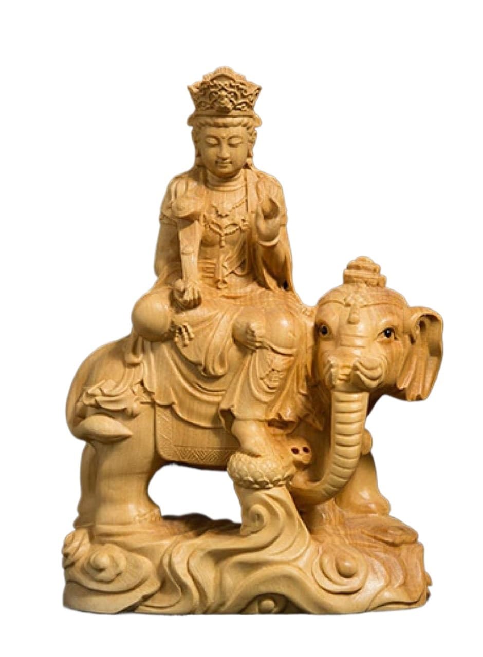 Statue en bois massif sculptée main style chinois art déco