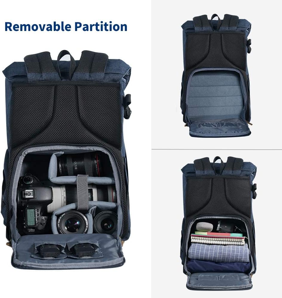 K&F CONCEPT Camera Backpacks for Photographers Travel Bag for Tripod Camera Lence Accessory with laptop compartment and Rain Cover Waterproof Multi-Functional Camera Bags for Dslr Cameras Black - Image 6