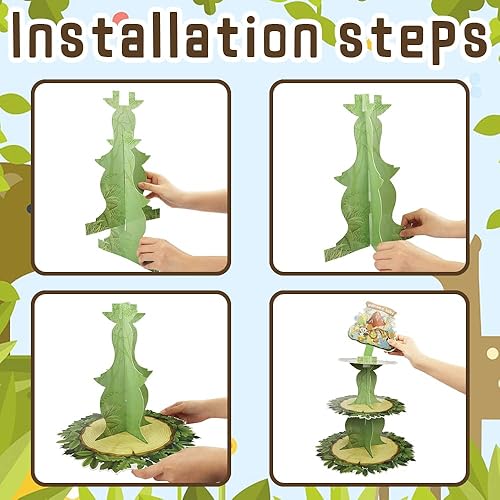 Miniatura 3 de Soporte para cupcakes de otoño de Acción de Gracias, soporte de 3 niveles para cupcakes de animales salvajes, soporte de postre de cartón para