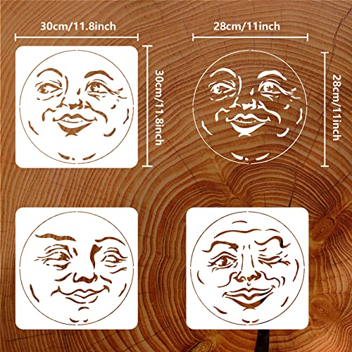 FINGERINSPIRE 3PCS Moon Face Painting Stencils 30x30cm Plastic Hollow Out Full Moon Stencil Wacky Faces Craft Stencils Reusable Wall Stencil for DIY Projects Wood Signs - Image 2