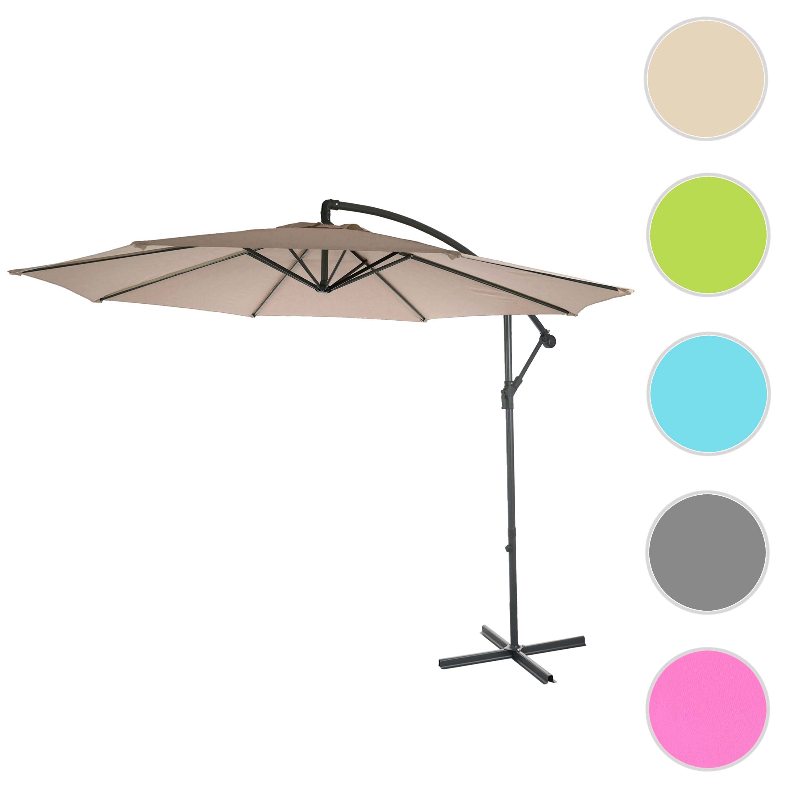 Mendler Acerra parasol przeciwsłoneczny, ochrona przed słońcem, Ø 3 m, możliwość pochylenia, poliester/stal, 11 kg