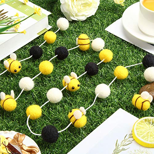 Bees Pom Garland Christmas Felt Ball Bees Party Birthday Banner Decorations Bumble Hanging Garland Banner Bee Shaped Decoration For Baby Shower Party Classroom Home Decoration (4 Pieces) #TOP4