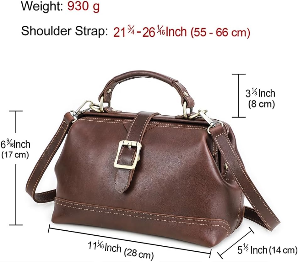 CONTACTS Genuine Leather Doctor Bag for Women Top Handle Purse Satchel Handbag Vintage Shoulder Bag - Image 5
