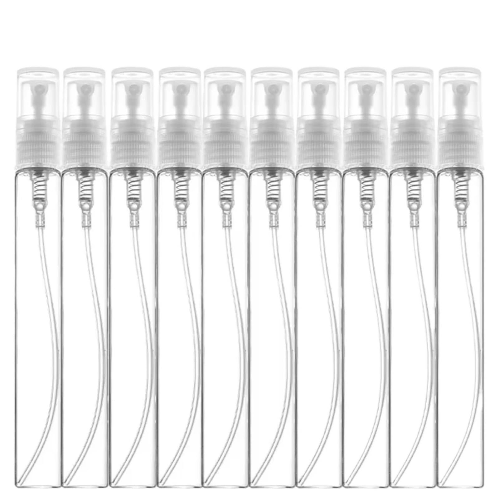 50 mini bottiglie di vetro trasparenti per profumo, vuote, ricaricabili, con atomizzatore, 2 ml, 3 ml, 5 ml, 10 ml