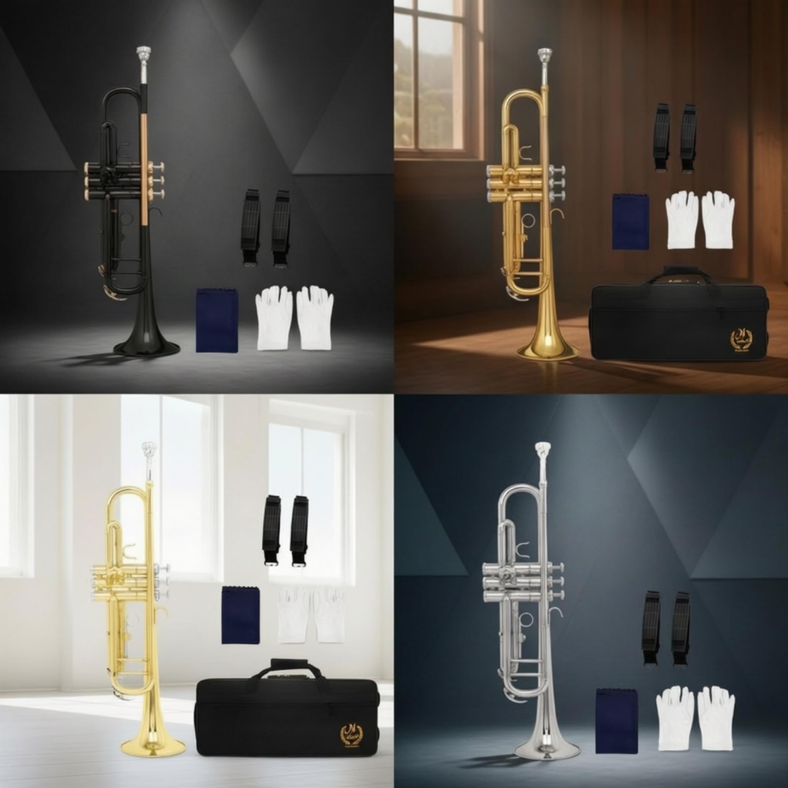 Trompetenset Komplett Trompete mit Zubehör Resonant Blasinstrument für Schüler, Schulband, Proberaum, Phosphorbronze