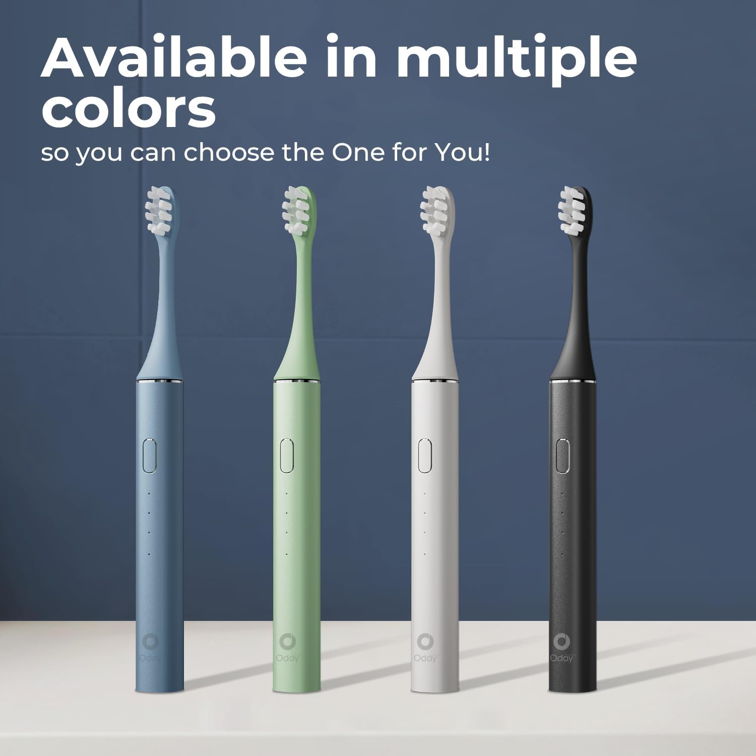 ODAY Sonic Electric Toothbrush for Adults with Wall Mounted Toothbrush Sanitizer Holder and 4 Brush Heads, Wireless Charging, IPX7 Waterproof, 1 Month+ Battery, Blue