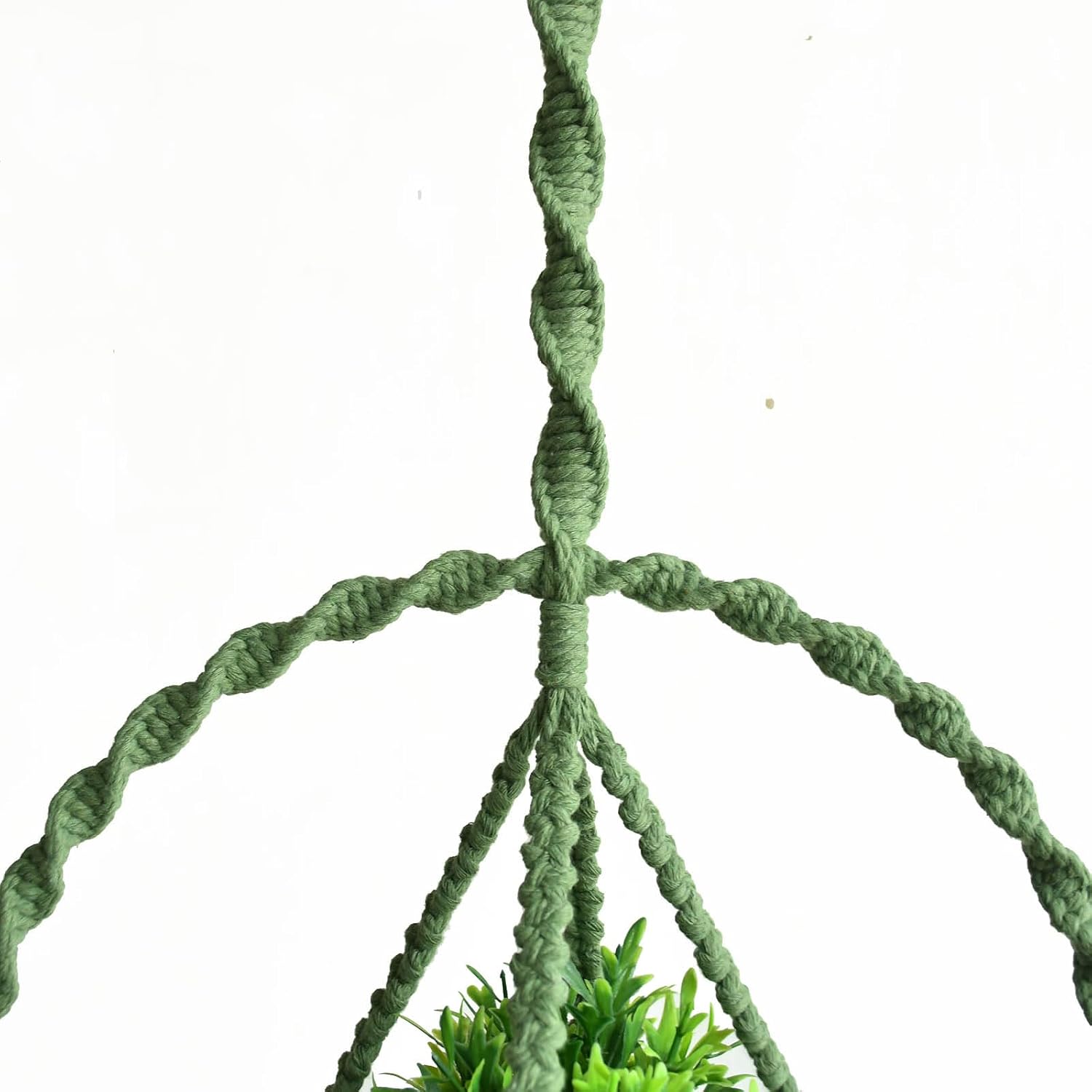 2-Pack Handcraft Plant Hanger with Circular Ring, Hobo Art Planter Holder for Window Decoration, Macrame Plant Hanging Round, Two Size (11.8"*23.6, 11.8 * 31.5") Green Color