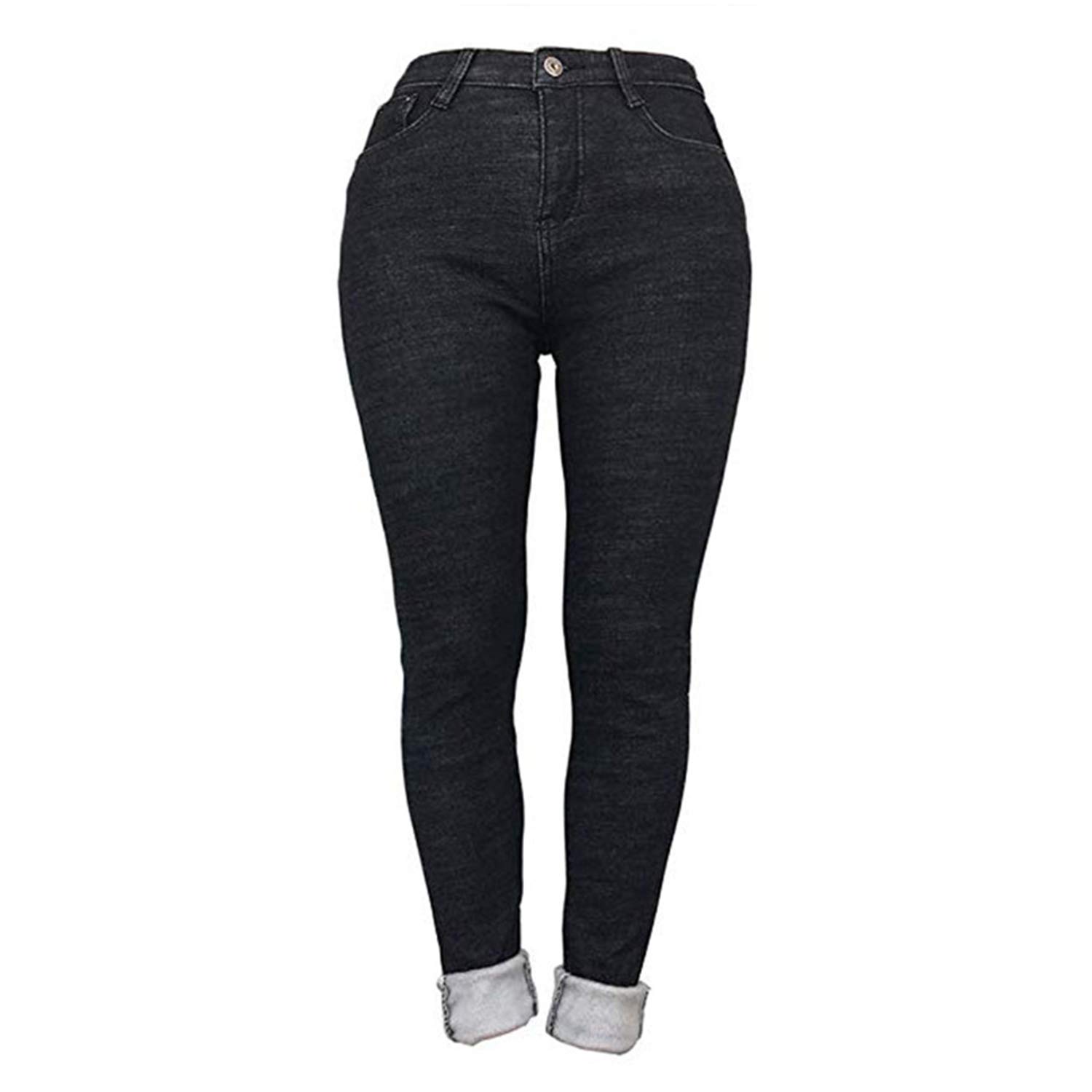 Jeggings d'hiver en polaire extensible pour femme - Taille haute