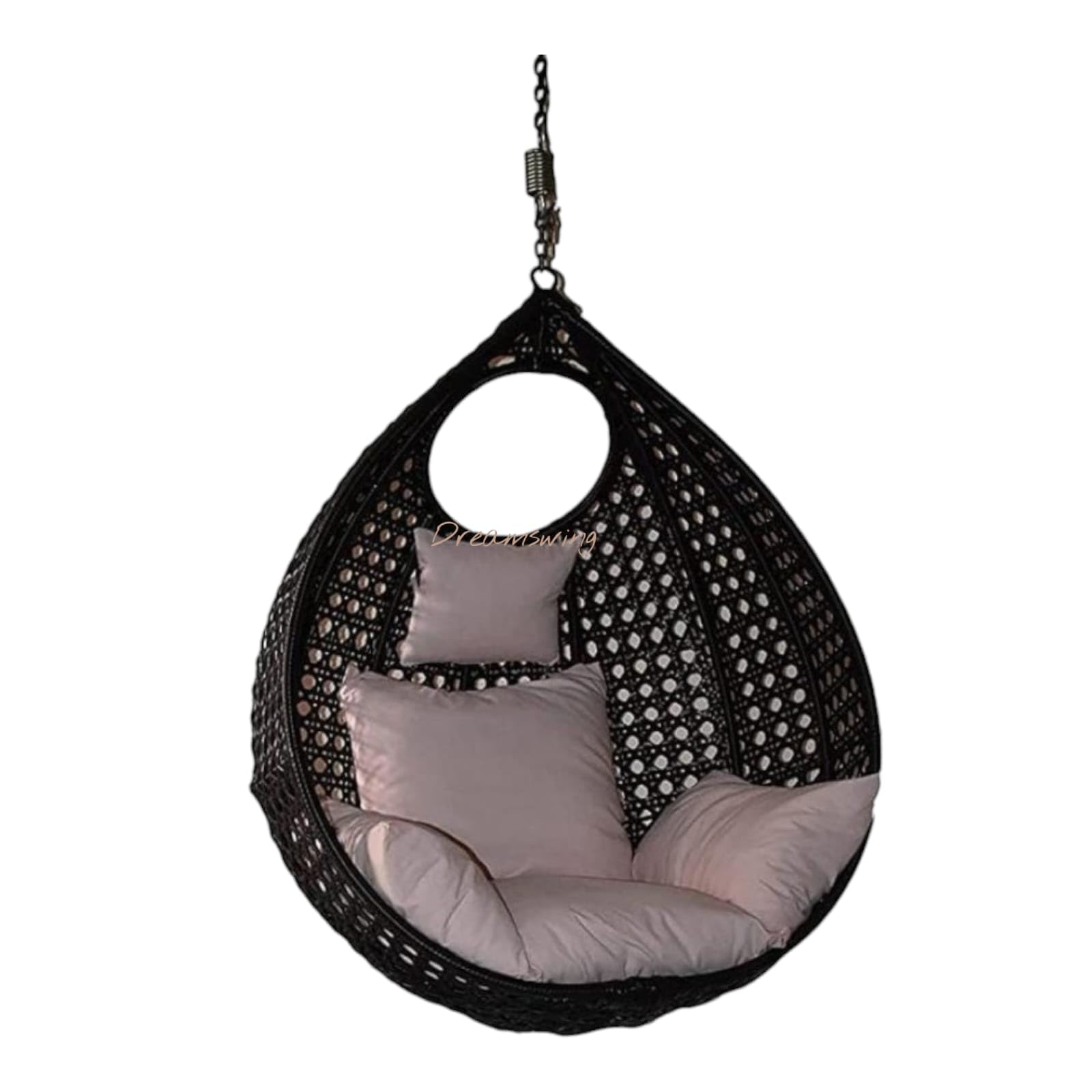 Dreamswing Hanging Swing Chair with Cushion Hammock Swing Chair Without Stand for Home, Hanging Swings for Indoor, Outdoor, Home, Patio, Yard, Balcony, Garden Rattan (Black/Beige)-image-49