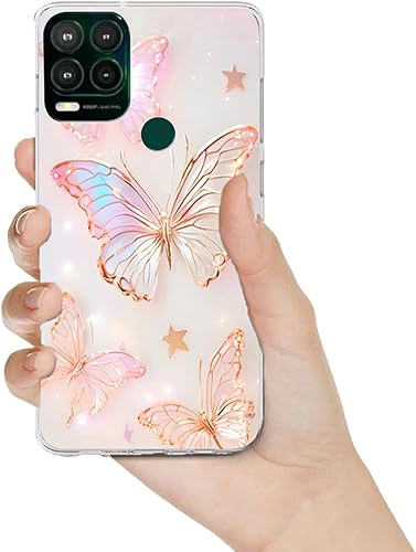 Miniatura 8 de B-wishy Paquete de 2 fundas elegantes con purpurina de mariposa para Moto G Stylus 5G 2021, delgada y suave TPU de lujo, a prueba de golpes, para