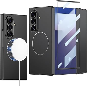 Magnetic for Samsung Galaxy Z Trifold Case with Built-in Screen Protector, [Compatible with Wireless Charging] Hard PC Slim Shockproof Phone Cover for Samsung Galaxy Z Trifold Black