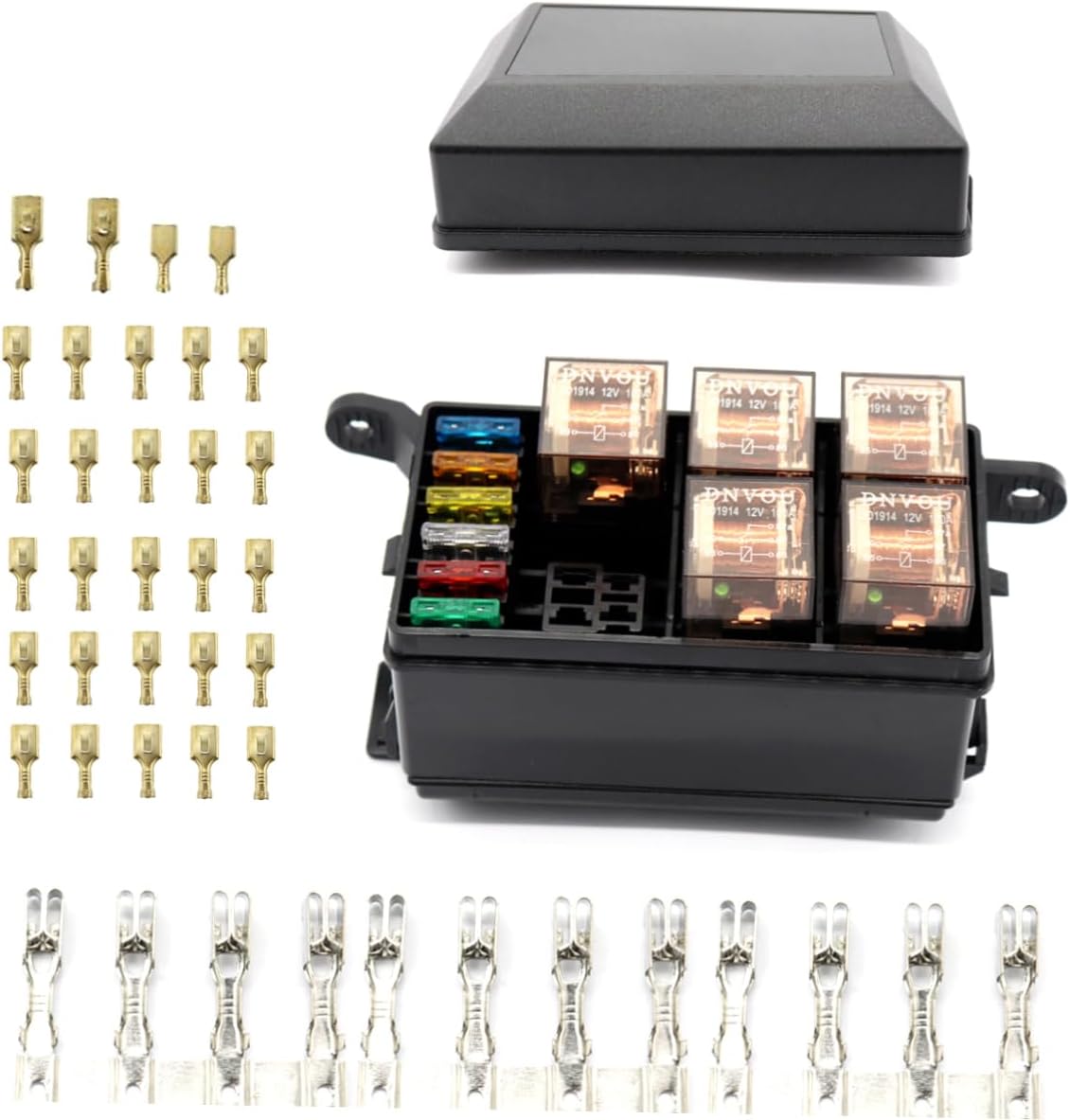 Gatuida 5pcs 12v 100a Relays 1pc 12v 40a Relay Fuse Holder Box Perfect for Marine