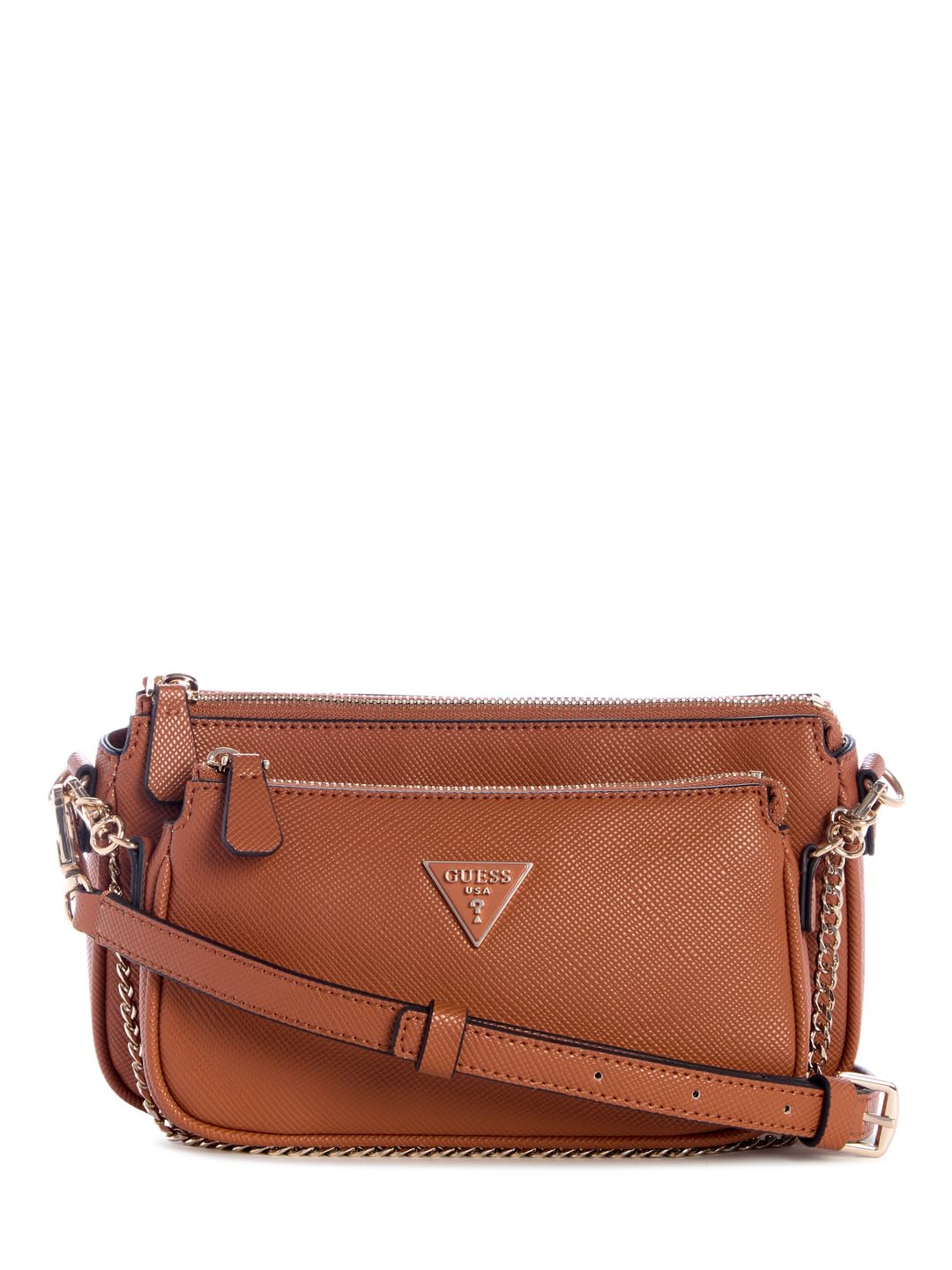 GUESS Noelle II Double Pouch Crossbody Bag – Light Cognac