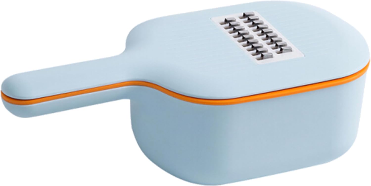 Mandoline Food Slicer, Mandoline Slicer for Kitchen Vegetable Cutter Vegetable Slicer and Chopper Food Slicer with Container and Cut-Resistant Gloves (blue)
