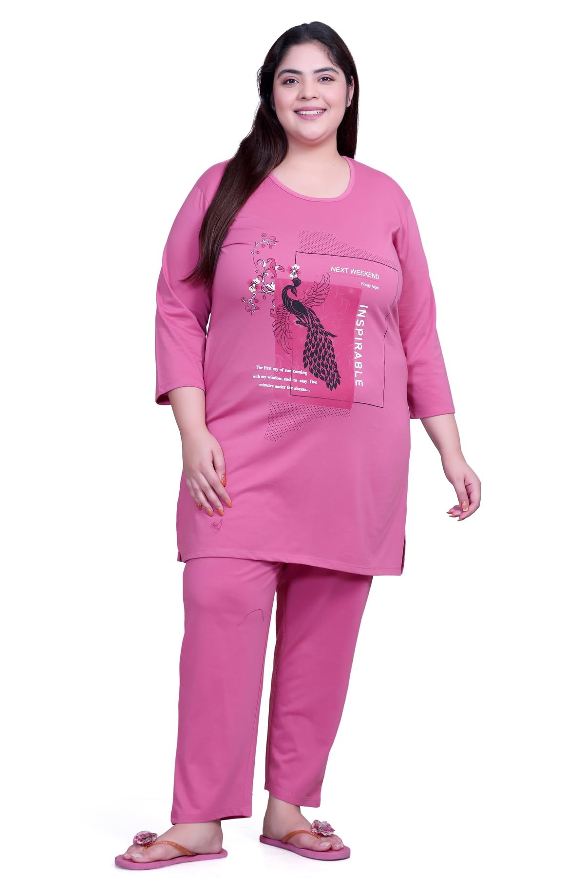 in love Women's Plus Size Graphic Printed Cotton Night Suit Set Full Sleeves-picture-10
