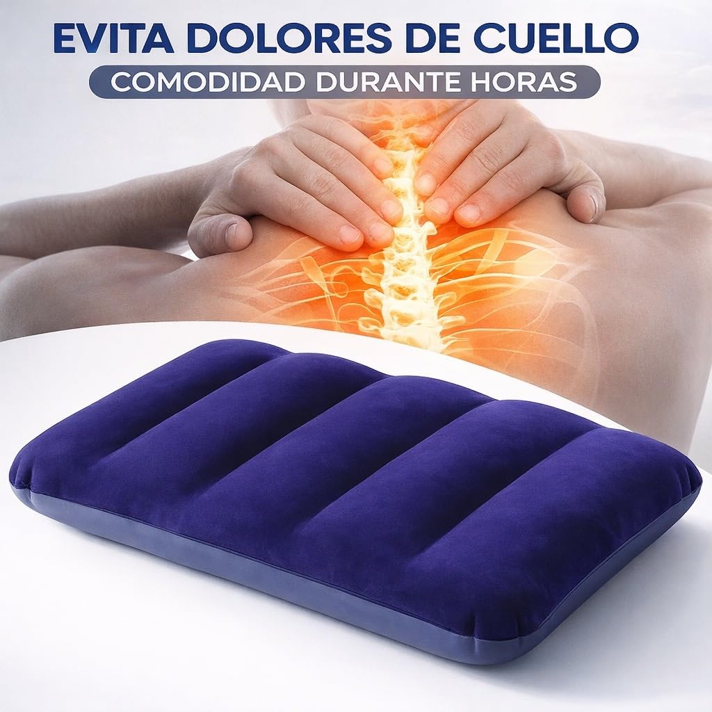 2 Kit Almohada Hinchable Camping Flocada - Cojin Inflable Playa para Cabeza Impermeable - Almohada Piscina y Playa Soporte Hinchable Viaje para Acampar - Almohadilla Senderismo Acampada Ultraligera