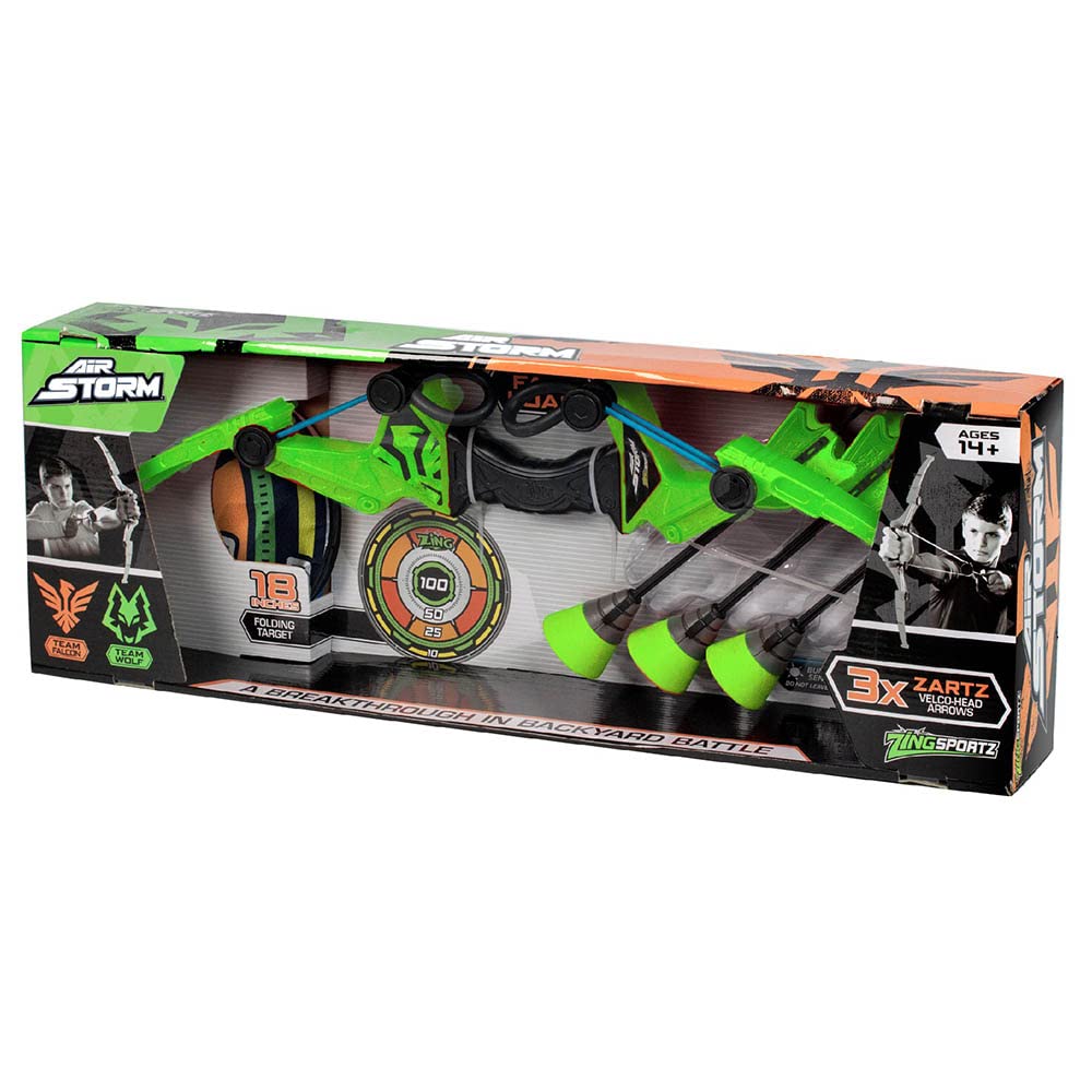 AIR STORM Zing As300 Z Tek Bow Pack Shoots Arrows Up To 155 Feet, For Ages 14 And Colors May Vary, Multicolor, AS300_GREEN